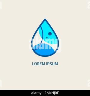 Drop of water blue logo. Pure water abstract icon, eco sign Stock Vector