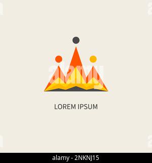 Three people in shape of crown logo, business icon. Abstract group of people, networking concept Stock Vector
