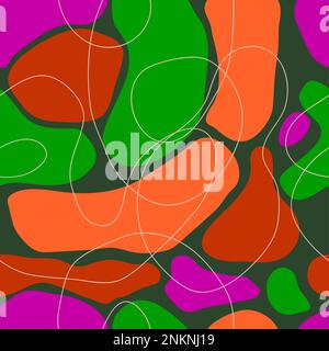 Artistic organic seamless pattern with circles. Abstract background with hand drawn organic round overlapping shapes. Vector backdrop Stock Vector