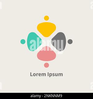 Four abstract people geometric logo. Business group, friends icon. Vector overlap team symbol Stock Vector