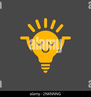 Light bulb smiling, happy character. Smart logo, lightbulb icon Stock Vector