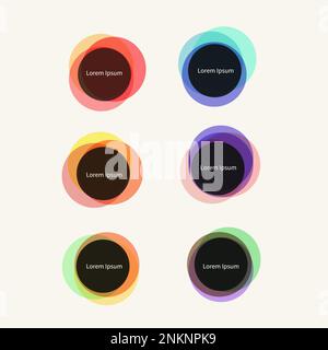 Overlay frame, abstract layers of transparent circles. Border set of borders, round shapes Stock Vector