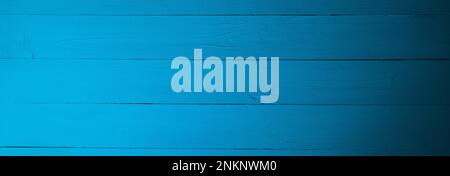 Turquoise panoramic plank wall texture. Graphic background for construction. Blue wooden surface Stock Photo