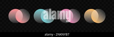 Transparent graphic design element, abstract circles. Connected round shapes for corporate identity. Company logo. Abstract transparent symbol of conn Stock Vector