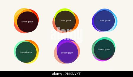 Overlay frame, abstract layers of transparent circles. Border set of borders, round shapes Stock Vector