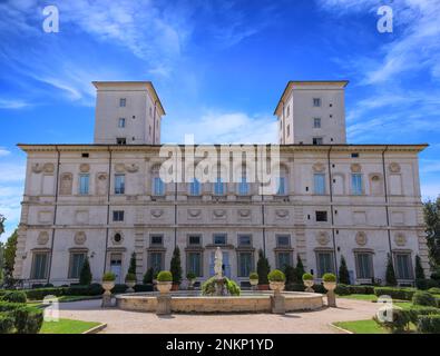 View of the rear facade of the Galleria Borghese inside the public park of Villa Borghese in Rome, Italy. Stock Photo