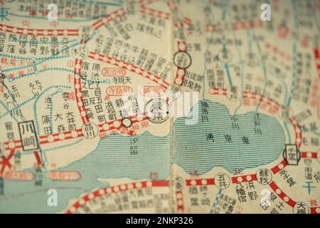 location of Tokyo in Japanese Kanji, Japan retro map before World War ...