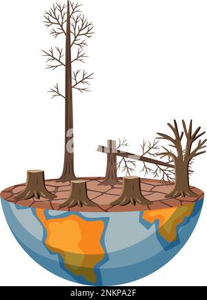 Drought stricken area on the globe from global warming illustration ...