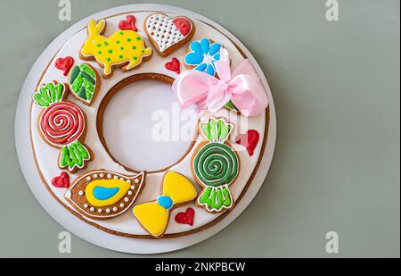ginger cookies. Easter. scenery that can be eaten. handmade. Stock Photo