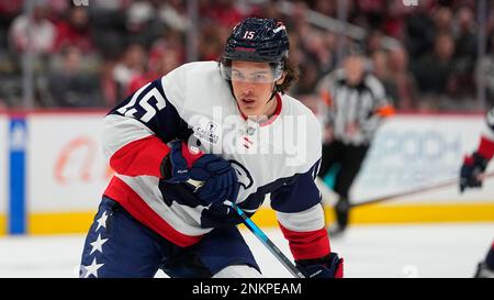 Washington Capitals left wing Sonny Milano skates in the first period of an  NHL hockey game against the Pittsburgh Penguins, Wednesday, Nov. 9, 2022,  in Washington. (AP Photo/Patrick Semansky Stock Photo - Alamy