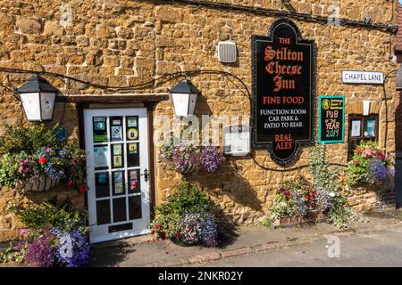 The Stilton Cheese Inn, old traditional English country village pub, Somerby, Leicestershire, England, UK Stock Photo