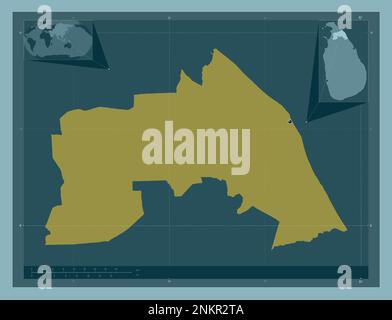 Mullaitivu, district of Sri Lanka. Solid color shape. Corner auxiliary location maps Stock Photo