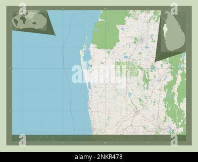 Puttalam, district of Sri Lanka. Open Street Map. Corner auxiliary location maps Stock Photo