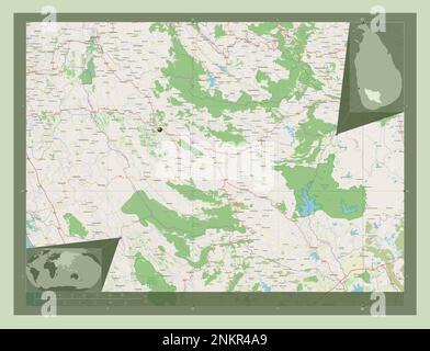 Ratnapura, district of Sri Lanka. Open Street Map. Corner auxiliary location maps Stock Photo