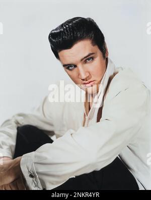 Elvis Presley Publicity Still for Loving You (Paramount, 1957) Colorized Stock Photo