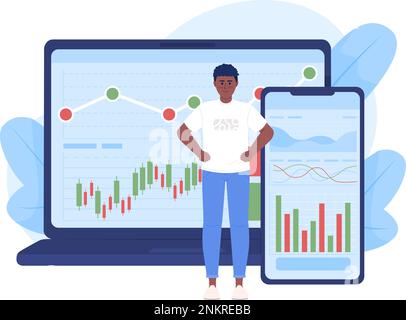 Trading platforms flat concept vector spot illustration Stock Vector