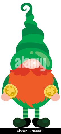 St Patricks Day gnome holding a gold coins Stock Photo