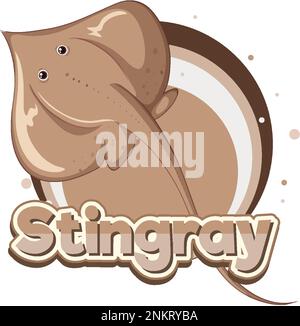 Atlantic stingray logo with carton character illustration Stock Vector