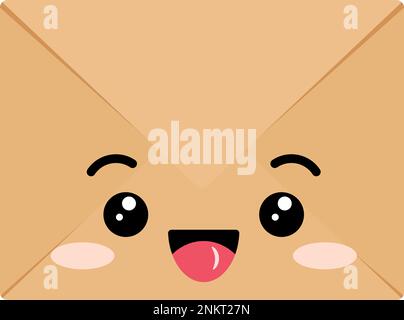 Craft smiling envelope cute kawaii vector character. Stock Vector