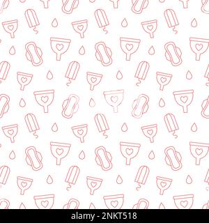 Woman Menstruation line Icons Set Stock Vector