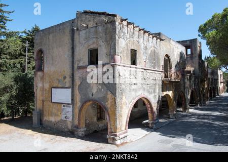 Deserted building of sanatorium in the village of Eleousa Stock Photo