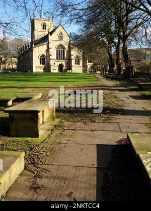 Tombs and grave stones in the churchyard st St Johns Church Knaresborough North Yorkshire England Stock Photo