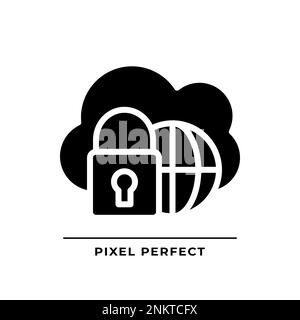 Hybrid cloud black glyph icon Stock Vector
