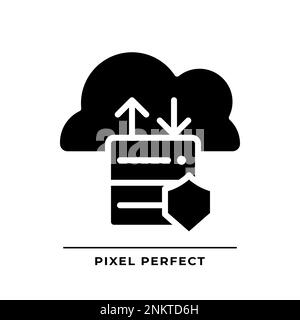 Data migration to cloud black glyph icon Stock Vector