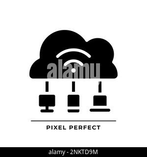 Cloud based IoT black glyph icon Stock Vector