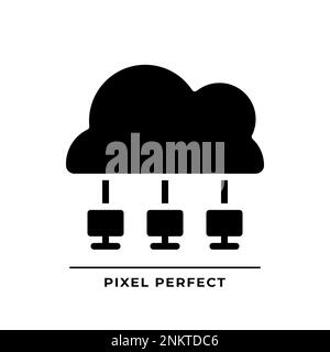 Cloud network black glyph icon Stock Vector
