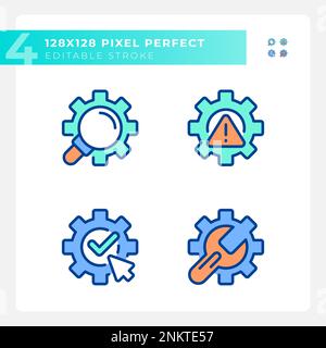 System changes pixel perfect RGB color icons set Stock Vector