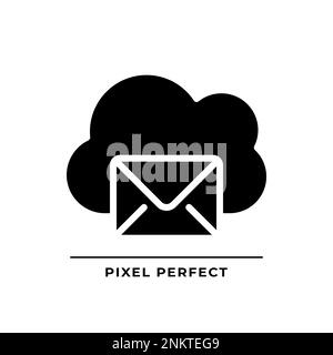 Cloud based email black glyph icon Stock Vector