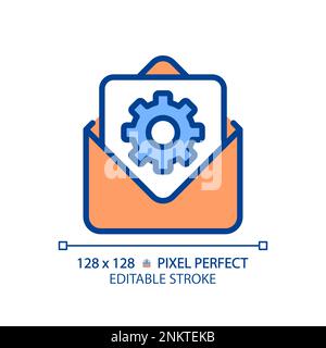 Email settings pixel perfect RGB color icon Stock Vector