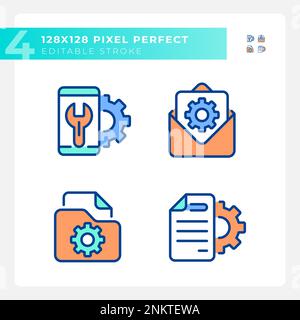 Configuration pixel perfect RGB color icons set Stock Vector