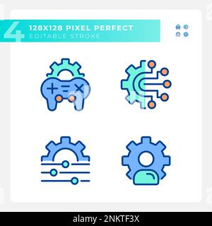 Personal settings pixel perfect RGB color icons set Stock Vector