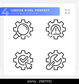 System changes pixel perfect gradient linear vector icons set Stock Vector