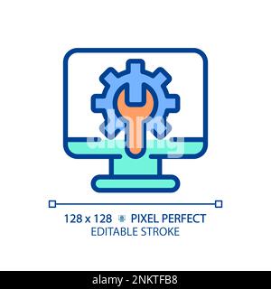 Computer settings pixel perfect RGB color icon Stock Vector