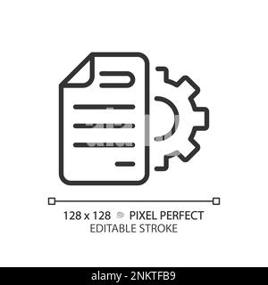 Document settings pixel perfect linear icon Stock Vector