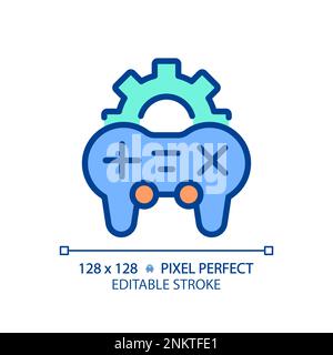 Game settings pixel perfect RGB color icon Stock Vector