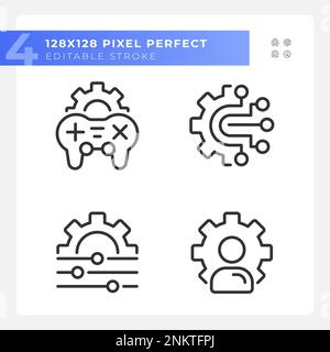 Personal settings pixel perfect gradient linear vector icons set Stock Vector