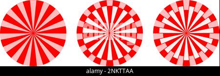 Icon set of Abstract radial circular design element with sunburst pattern. vector illustration Stock Vector