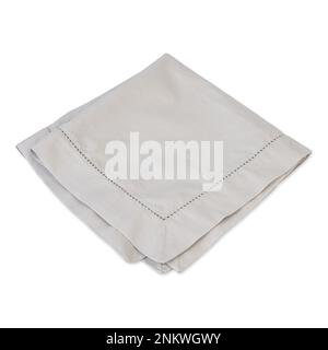 Folded grey tissue napkin isolated over white background. Stock Photo