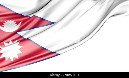 Nepal flag isolated on white background, 3D illustration Stock Photo