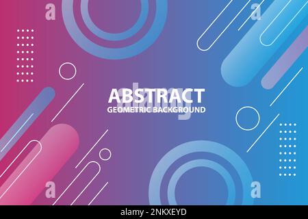 Abstract geometric shapes composition background. blue and pink gradient geometric shapes background for web banner, flyer, poster, brochure, cover Stock Vector