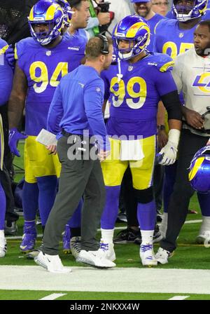 INGLEWOOD, CA - JANUARY 30: Aaron Donald #99 of the Rams during the NFC  Conference Championship game between the San Francisco 49ers and the Los  Angeles Rams on January 30, 2022, at