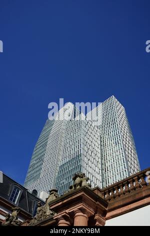 Vertical shot of tall modern buildings under a blue clear sky Stock ...