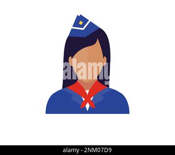 Stewardess professional logo design. Person Profile, Avatar Symbol, Female people icon. Travel flight, airline stewardess vector design. Stock Vector