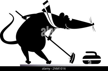 Curling silhouette. Black on White. Vector illustration Stock Vector ...