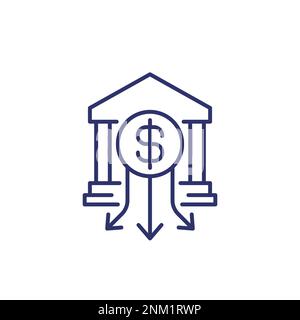 bank deposits drain line icon Stock Vector