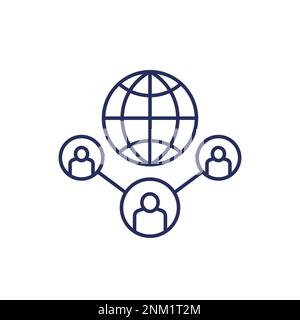 outsourcing line icon with people Stock Vector